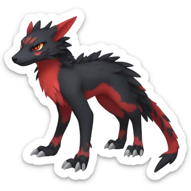 Anthro Cute cool black red nargacuga animal hybrid Fakemon full body sticker