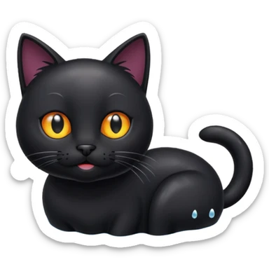 Black cat playing in a pool sticker