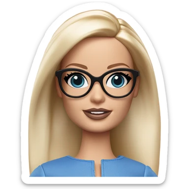 Margot Robbie Barbie blue eyes black glasses  sticker