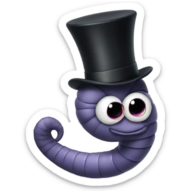 Worm wearing a top hat sticker