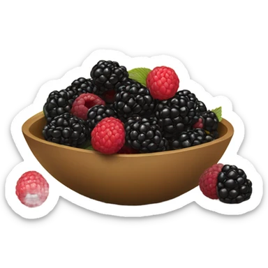 Square bowl of blackberries and raspberries  sticker