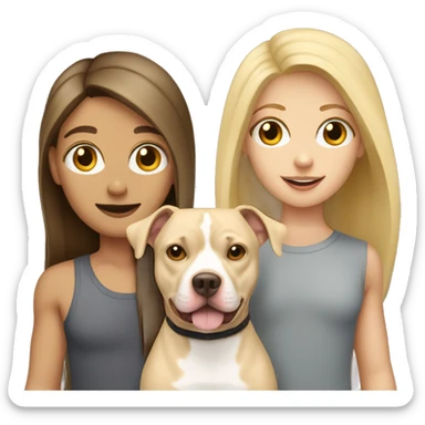 Blonde girl & brunette boy with beige pitbull sticker