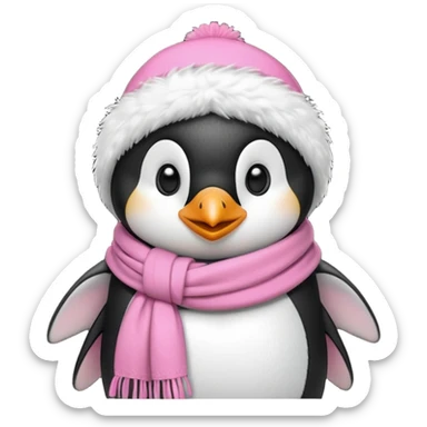 penguin with pink scarf  sticker