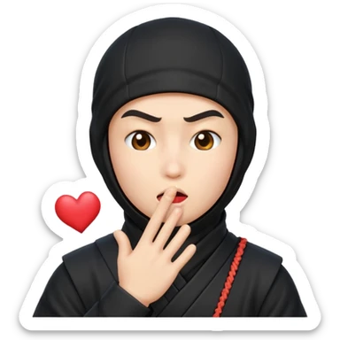 Emoji de ninja tirando besos sticker