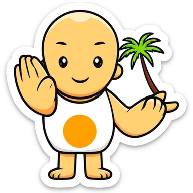character with palm out, 'stop' pose sticker
