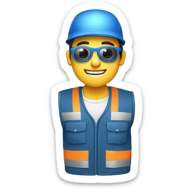 Tecnico electricista, con chaleco azul y gorra, gafas de trabajo, hombre sticker