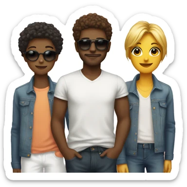 casual gaze with stylish friends sun sticker