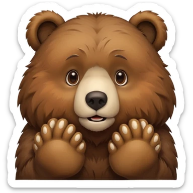 Coy bear hiding his face with paws sticker