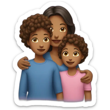 a  mother with her 2 children sticker