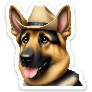 German shepherd wearing a cowboy hat and a bandanna  sticker