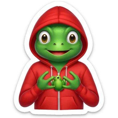 frog in a red hoodie sticker