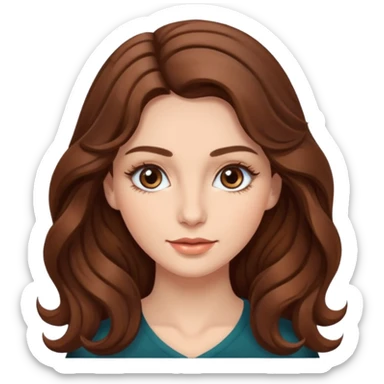 Woman with wavy brown hair, long and beautiful eyelashes sticker