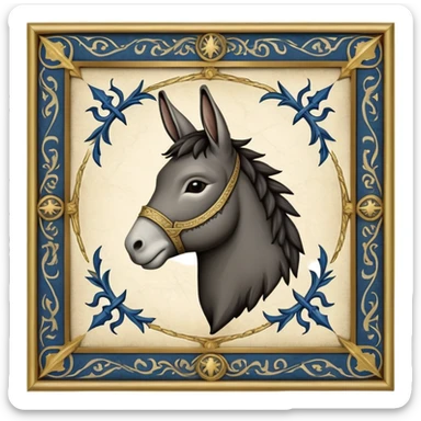 Democratic Party Donkey but in a Game Of Thrones Intro Sigil Form - in a square picture frame sticker