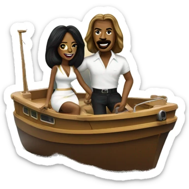 ike and tina turner on a boat  sticker
