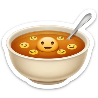 brown consommé, plain bowl, clear brown soup, emoji style sticker