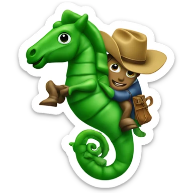 Green bean with a cowboy hat riding a seahorse  sticker