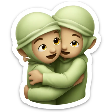 2 baby yodas hugging eachother sticker