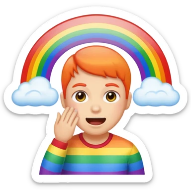 a person farting a rainbow  sticker
