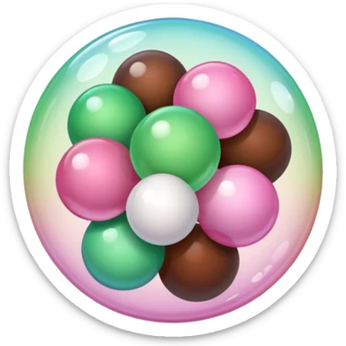 Aesthetic Bubble Tee with a pink-to-white and white-to-green match gradient, brown balls and a brown tube sticker