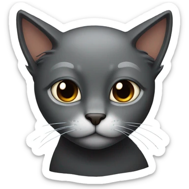 black cat with brown eyes and a broken tail sticker