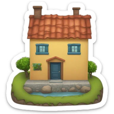 Una calle de tierra yendo hacia una casa sticker