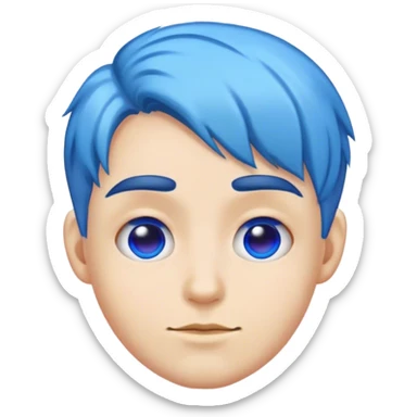 A real person face emoji and hair is a blue brain sticker