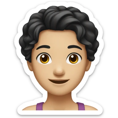 girl with black hair and brown eyes smilling sticker