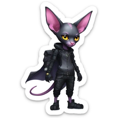Dark Anthro Cool Bat-Sphynx-Pokémon Punk Techwear Full Body sticker