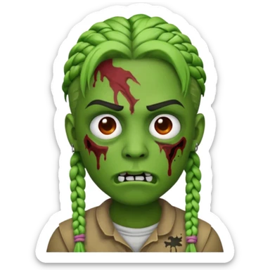 can you make an zombie emoji with braids and a eyebrow piercing on his right eyebrow and a diagonal eyebrow piercing on his left eyebrow sticker