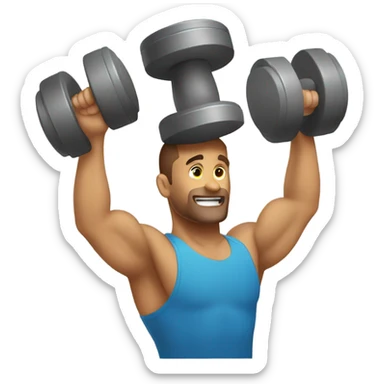 guy training with dumbells behind his head sticker