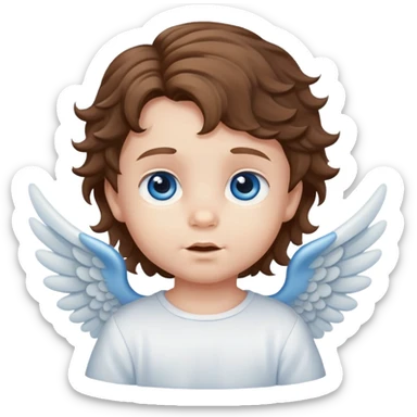  Baby boy angel with brown wavy hair blue eyes sticker