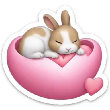 baby rabbit sleeping with heart sticker