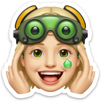 laughing crying face with night vision goggles on sticker