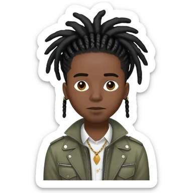 Steve Lacy with black dreads and stylish outfit sticker