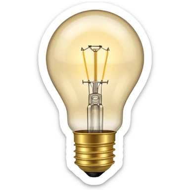 Standard incandescent light bulb with brass base and clear glass sticker