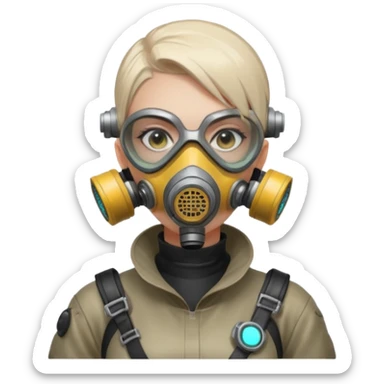 cyberpunk gasmask girl programmer buzzcut  sticker