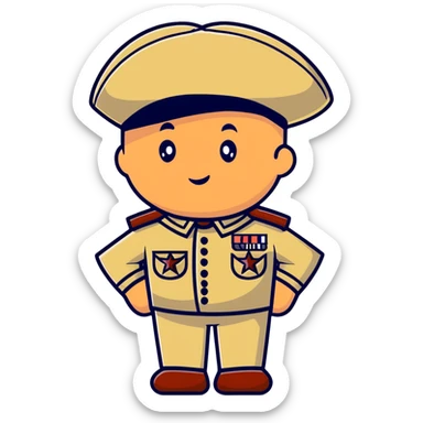 Tomato wearing Napoleon Bonaparte's bicorne hat and military officer uniform sticker