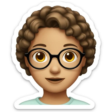 young girl with round glasses, short brown hair sticker
