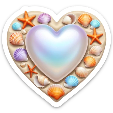 heart with summer seashells sticker