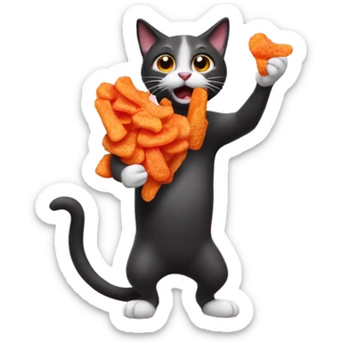 yippee cat eating hot cheetos  sticker