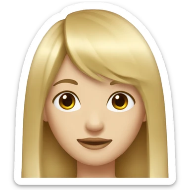 Blonde long straight hair girl with bangs and brown eyes sticker