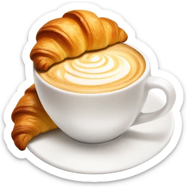 hot cappuccino  and croissant mixed up sticker