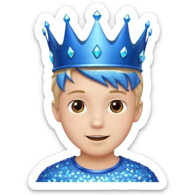 blue Boy happy glitter blue crown sticker