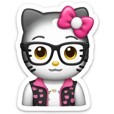 hello kitty with glasses sticker