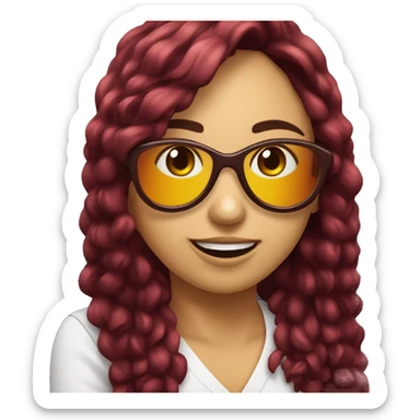 chica pelo castaño y con gafas granate diciendo hola sticker