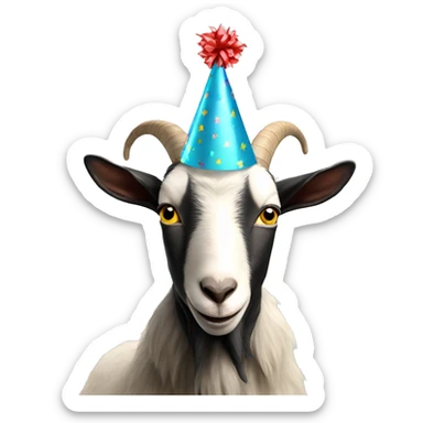goat wearing party hat sticker