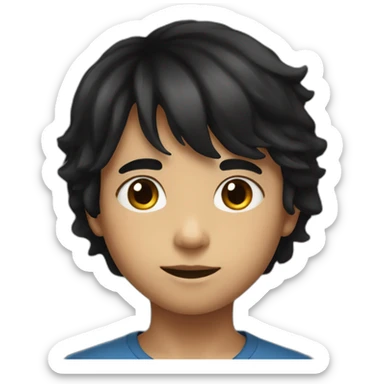 7 year old boy with black hair sticker