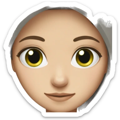 Slavic brunette girl green eyes with grey cat in her arms  sticker