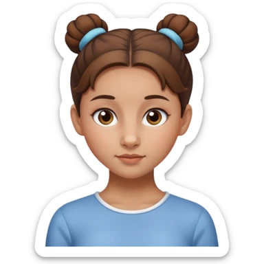 Normal skinned, tiny nosed, brown haired girl with sleek buns sticker
