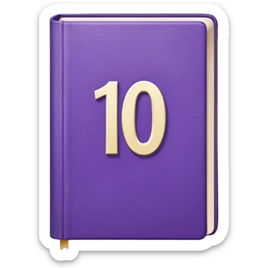 Purple book with a number "10" in the cover sticker